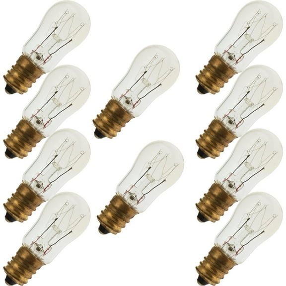 Industrial Performance 10S6/10 250V, 10 Watt, S6, Candelabra Screw (E12) Base Light Bulb (10 Bulbs)