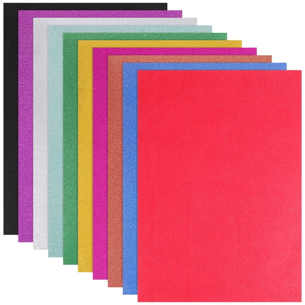 20 hojas de papel para manualidades DIY de colores, papel autoadhesivo con purpurina en polvo para manualidades