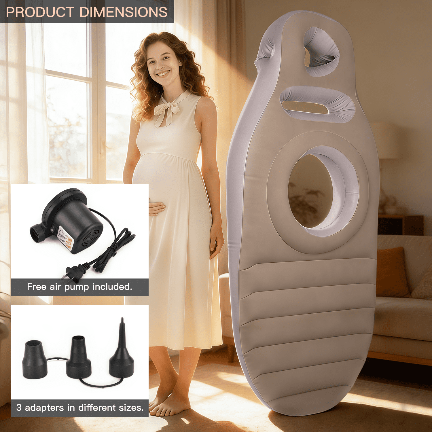 Inflatable Pregnancy Pillow with Belly & Head Hole, with Electric Air Pump, Full Body Maternity Pillow with Belly Hole for Side & Prone Sleeping