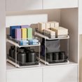 thumbnail image 4 of Organizador Debajo del Fregadero de 2 Niveles Multiusos para Baño Y Cocina, Organizador de Baño Extraíble con Divisores Ajustables, Apilable para Alacena O Botiquín (Gris, Paquete de 2), 4 of 4