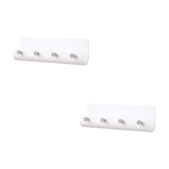 2 Pcs Cuillère et Couvercle Repose Boîte de Rangement Murale avec Crochet Support de Téléphone Mobile Station de Charge de Téléphone Mobile Boîte de Rangement Télécommande Ruban Adhésif Double Face Position Fixe Blanc