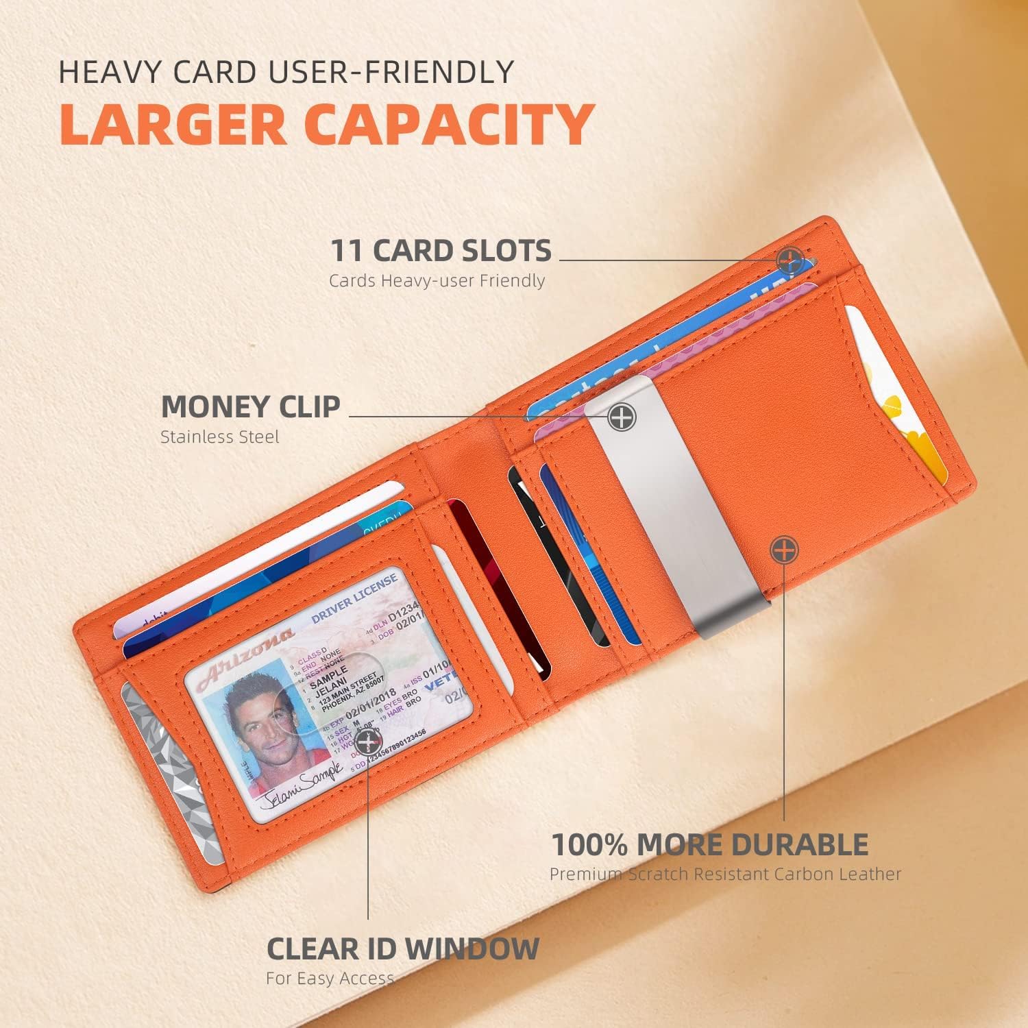 Cartera Delgada para Hombre de Cuero Genuino con Bloqueo RFID, Porta Tarjetas y Clip para Billetes, Ideal para Regalo 8