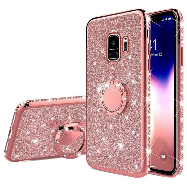 Funda blanda con anillo ostentoso de lujo para Samsung Galaxy S8 S9 S10 Plus A10 A20 A20E A30 A40 A50 A70 A12 A52 A72 A52S M12 Tan Jianjun unisex