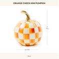 thumbnail image 4 of Escultura MACKENZIE-CHILDS en miniatura con forma de calabaza y naranja a cuadros en resina, 4 of 6
