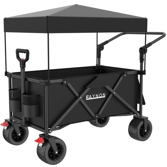 Vagón plegable EAYNON de 150 litros con 136 kg de capacidad de peso, color negro