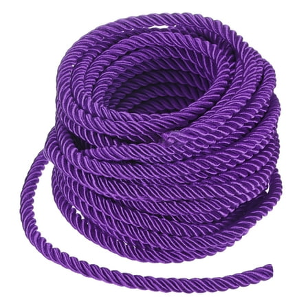 Uxcell 11 Yards Soft Twisted Rope Trim, 8 mm/0.31 in Dark Purple Polyester Twisted Silk Rope Cord for DIY Craft