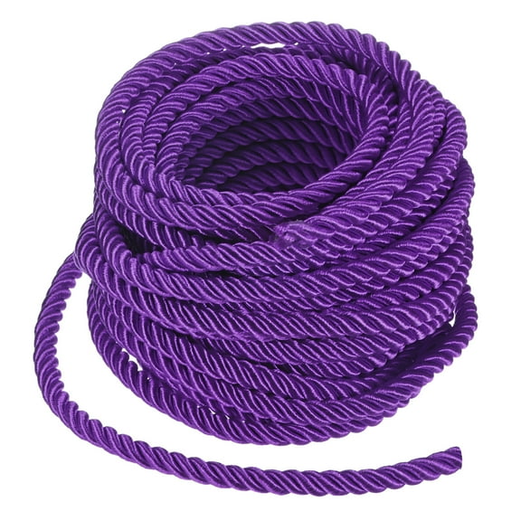 Uxcell 11 Yards Soft Twisted Rope Trim, 8 mm/0.31 in Dark Purple Polyester Twisted Silk Rope Cord for DIY Craft