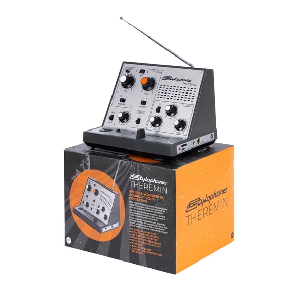 Stylophone Theremin: sintetizador táctil portátil galardonado con sonido analógico retro, altavoz incorporado, efectos de retardo y vibrato, control deslizante, diseño compacto alimentado por batería