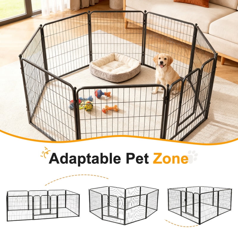 Hawsaiy 8 Panels 31.5" Height Dog Playpen, Foldable Pet Fence for Small to Large Dogs, Puppies & Small Animals, Indoor & Outdoor Use