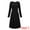 Black, variant on DARING DIVA Long Sleeve Pleated Crew Neck Belted A-Line Dress S Black