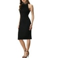 thumbnail image 3 of MODA NOVA Sleeveless Dress for Juniors Glitter Halter Neck Party Midi Dress, 3 of 4
