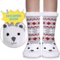thumbnail image 3 of Boys Girls Slipper Socks Cute Animal, Fuzzy Winter Warm Fleece Lining Christmas Socks With Grippers (1Pairs), 3 of 6