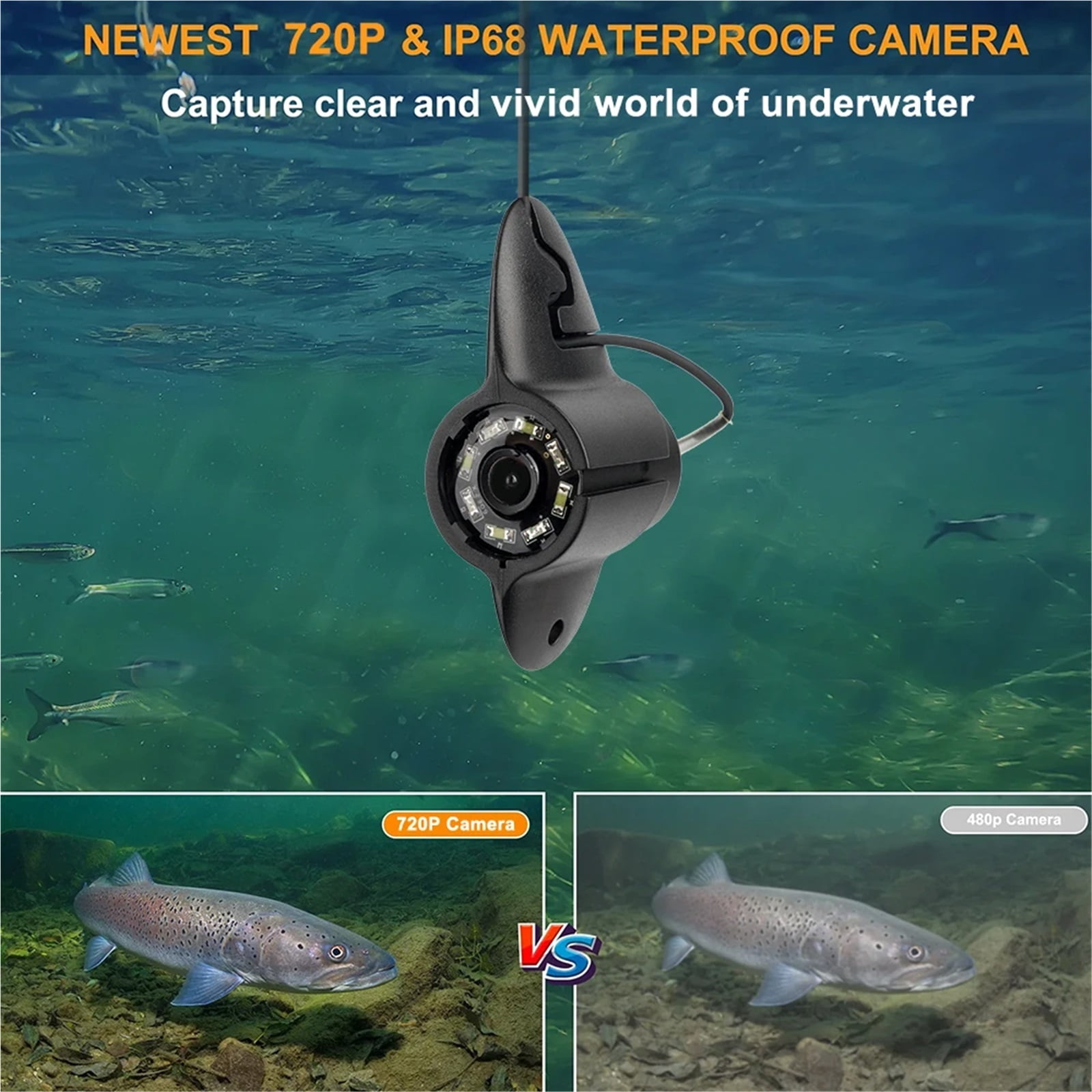 7" Underwater Camera For Fishing Endoscope Video Camera Fish Finder Nightvision IR TF SD Video Recording For Sea Ice Fishing ,Essential Tool for Anglers