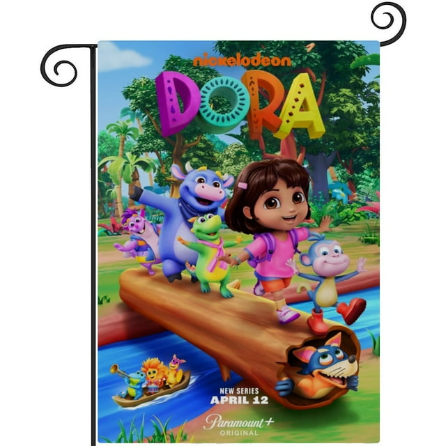 Dora-South Park -bandera de jardín temática. Regalo perfecto para fans, amigos y familiares, ideal para actividades al aire libre y decoración de fiestas.28CM*45CM