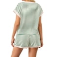 thumbnail image 5 of Two piece Sets for Women Short Sleeve Outfits Ribbed Textured Knit Lounge Shorts Set Tracksuit Matching Sets, 5 of 7