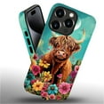thumbnail image 2 of Punmada for iPhone 16 Compatible with Magsafe Full Body Protective Glossy Case, For Girl Boy Shockproof Magnetic Charge Esthetics Pattern Flower Highland Cow, 2 of 7