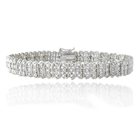 - Women's 14K White Gold Finish Tennis Bracelet 1.33CT Diamond Link Bracelet, 5-10 Inch - 7.0 Inches