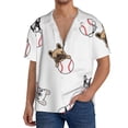 thumbnail image 3 of Fotbe Bbaseball Dog print Short Sleeve Button Down Shirts for Men Casual Summer Beach Wrinkle Free Shirt-4X-Large, 3 of 7