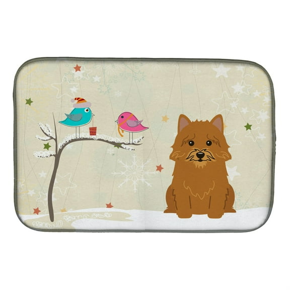 Christmas Presents between Friends Norwich Terrier Dish Drying Mat