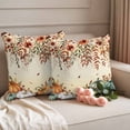 thumbnail image 2 of Orange Green Pumpkins Fall Outdoor Waterproof Pillow Covers, Thanksgiving Floral Botanical Decorative Square Throw Pillowcase Sofa Cushion Sham for Patio/Couch/Chair, 26"x26" 2 Pack, 2 of 8