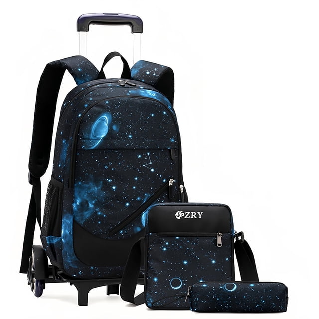 Set de mochilas con ruedas Bansusu Black Galaxy para niños de 6 a 12 años