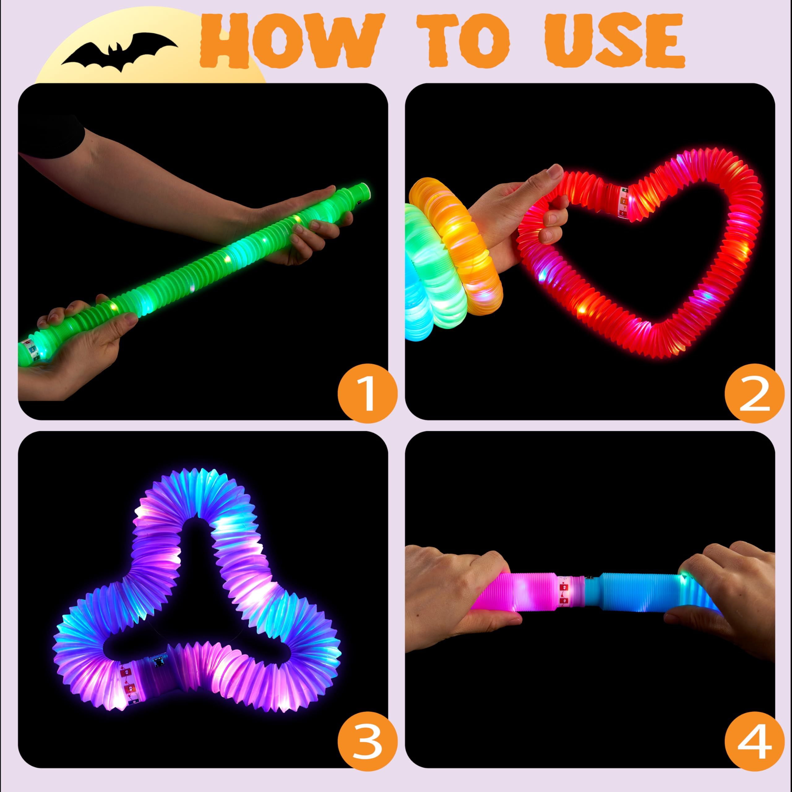 Joyfy 12PCS Halloween Glow Sticks, 6 Colors Glowsticks for Kids Trick or Treat, Halloween Light Up Pop Tube Toys, Bulk Party Supplies Favors