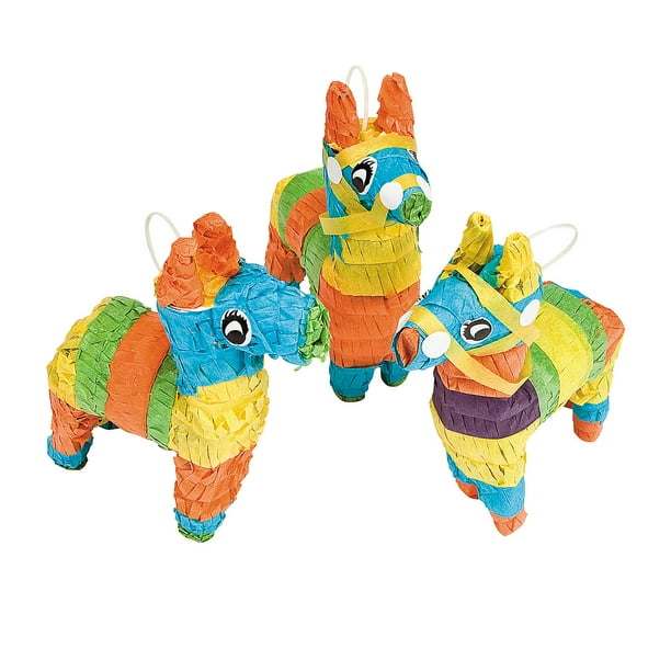 Fun Express Mini Donkey Pinata Decorations (3pc) for Cinco de Mayo