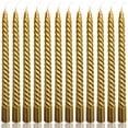 thumbnail image 1 of Paquete de 12 velas cónicas en espiral doradas de 25 cm de Peytanger, sin perfume, 1 of 9
