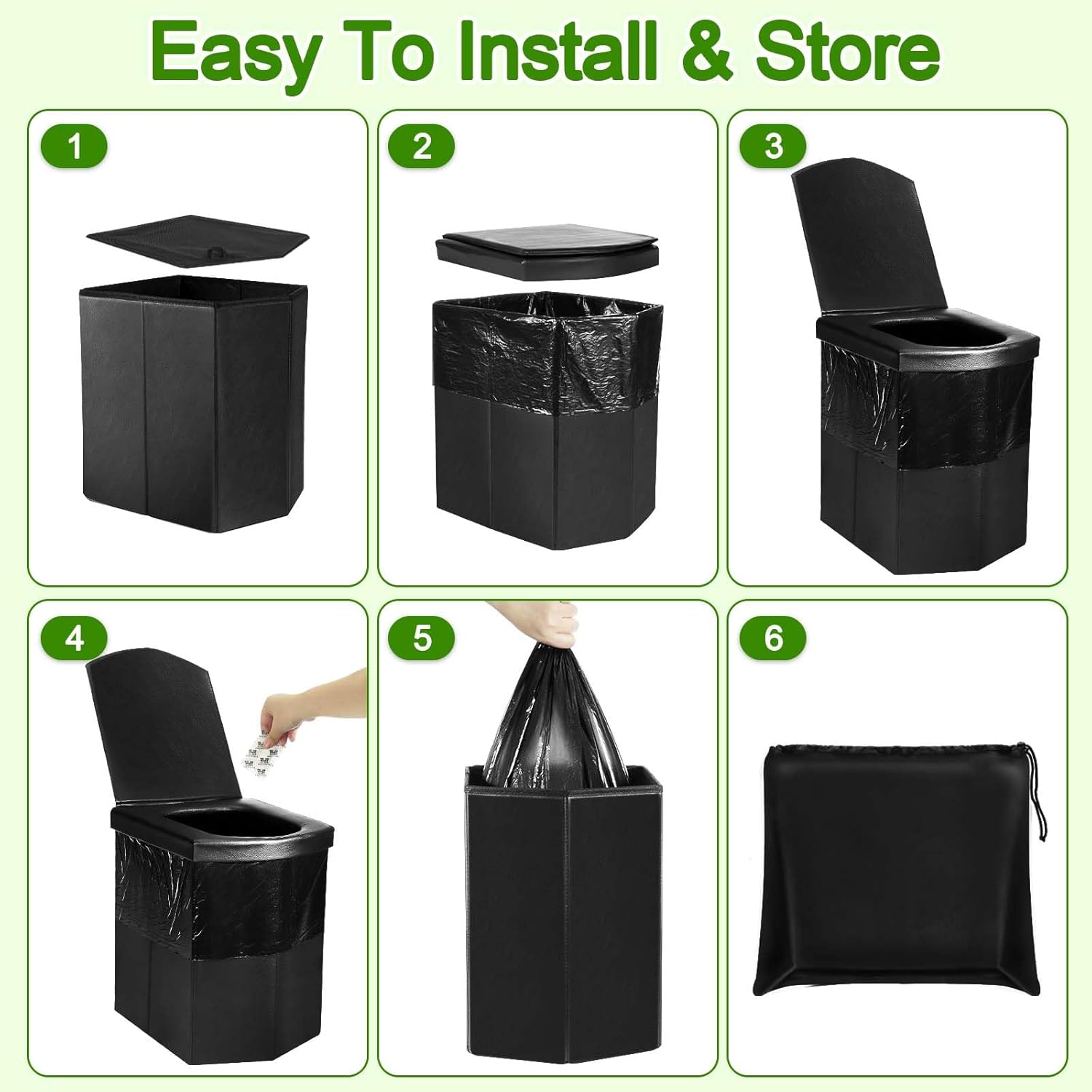 Portable Toilet for Adults, 16.5" XL Portable Toilet for Camping, Camping Toilet with Lid, Camp Toilet with Handbag,Portable Potty For Indoor, Outdoor, And Emergency Use