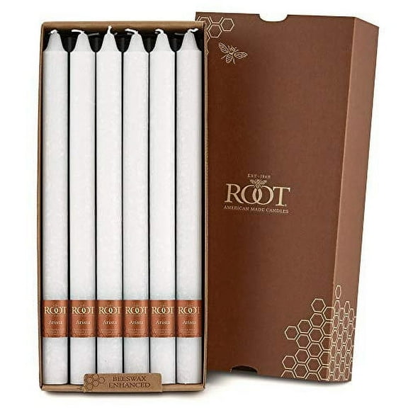 ROOT Candles Unscented Timberline™ Arista Taper Candles, 12-Inch Tall, Box of 12, Color: White