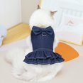 thumbnail image 6 of Dog Dresses for Small Dogs Girl Clothes Dog Denim Dress Puppy Skirts Summer Bowknot Denim Dog Dress, 6 of 8