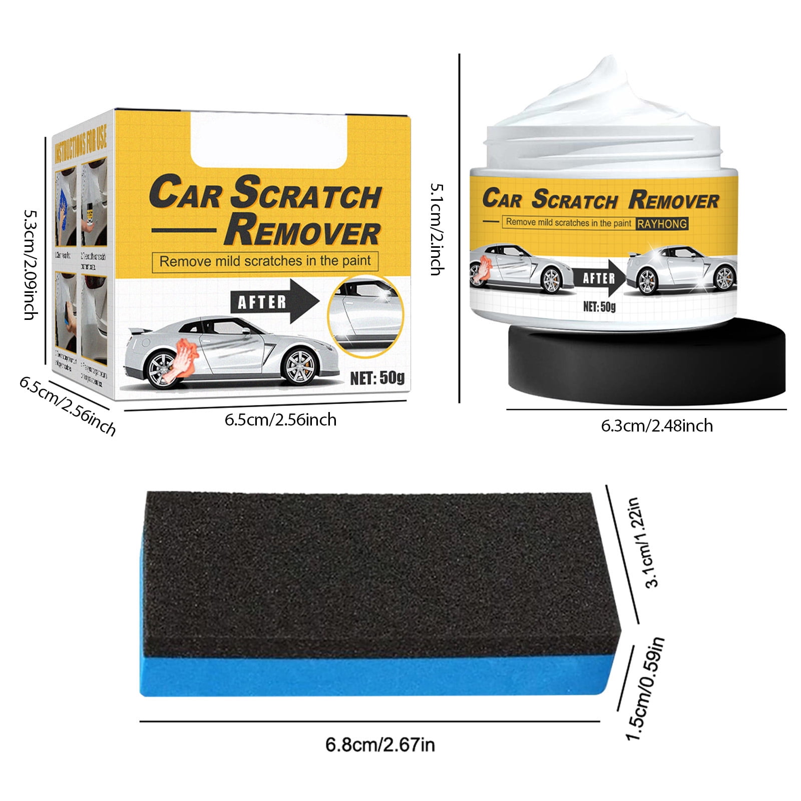 Alvantor Car Scratch Remover Cream Car Paint Scratch Repair Swirls Scratches Restoration Agent, 1.76oz