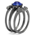 thumbnail image 3 of IP Light Black (IP Gun) Stainless Steel Ring with Top Grade Crystal in Sapphire for Women Sapphire Stone Color Style TK2969 Size 9, 3 of 4