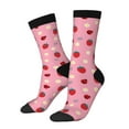 thumbnail image 2 of Uemuo Strawberry and Ladybugs Pattern Women's Crew Socks, Soft Durable Breathable Moisture-Wicking with Odor Control Cotton socks, 2 of 9