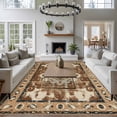 thumbnail image 3 of Retro Ethnic Large Area Rugs 6x9 ft Tribal Boho Brown Vintage Oriental Washable Rug Non Slip Indoor Carpet Absorbent Floor Mat for Living Room Bedroom Dining Room, 3 of 9