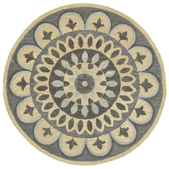 Ox Bay Ella 6' Round Gray Medallion Indoor Area Rug
