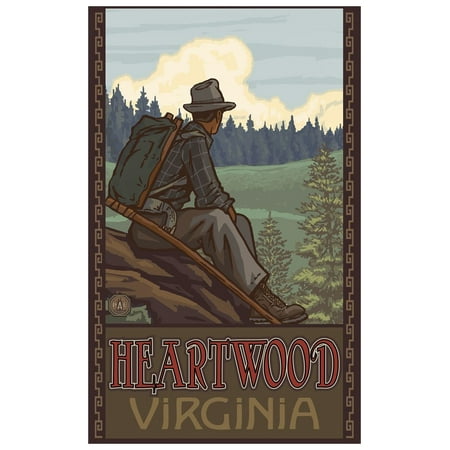 Heartwood Virginia Mountain Hiker Man Forest Travel Art Print Poster by Paul A. Lanquist (12