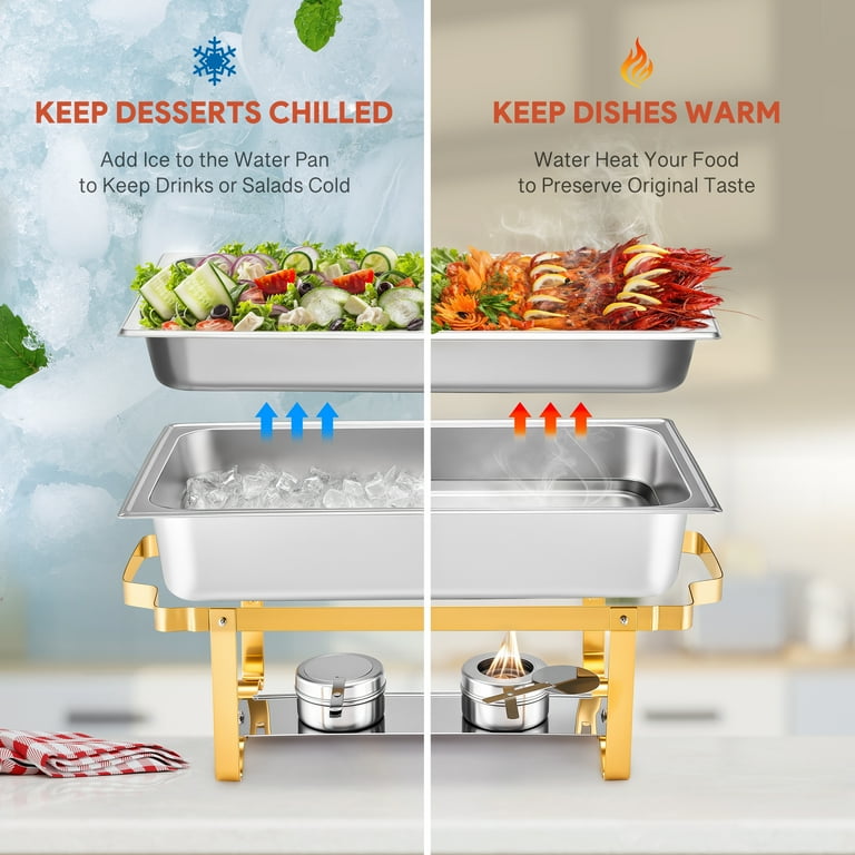 Wilprep Lot de 6 Chafing Dish 9L Chauffe-Plats en Acier Inoxydable