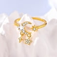 thumbnail image 2 of NARMO 925 Sterling Silver Finger Open Size Ring 5A Zircon Golden Plated Star Moon Tassel for Women Jewelry Gift, 2 of 6