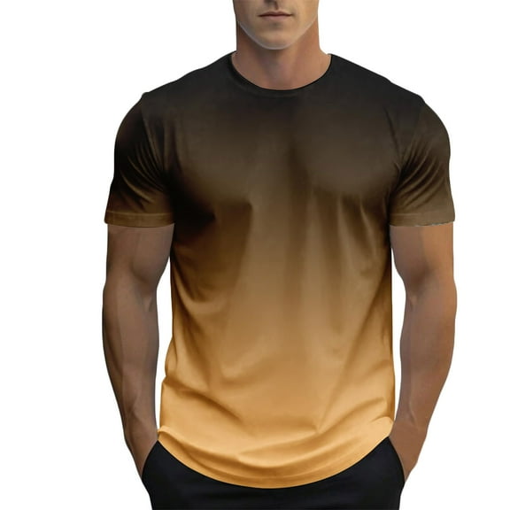 Lmnyox Casual Short Sleeve T Shirt for Men Loose Crew Neck Gradient Tee Shirts Summer Basic Beach Tops