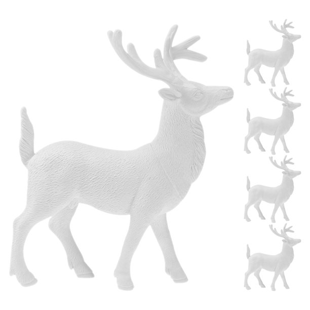5 figuras de ciervos de juguete, estatuas de ciervos realistas, figuras de animales del bosque, figuras de criaturas del bosque en miniatura, adornos para tartas para suministros de fiesta de Navidad