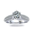 thumbnail image 2 of Not Enhanced 1ct Round Cut Diamond Prong Bridal Pave Tellis Engagement Ring Solid 18K Gold H SI2, 2 of 3