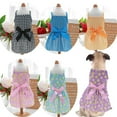 thumbnail image 2 of Plaid Dots Pet Dress Bowknot Decor, Square Collar - Summer Kitty Clothes for Home Wear, 2 of 8