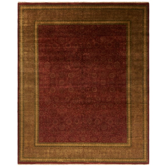 Safavieh  Couture Hand-knotted Ganges River Shantell Traditional Oriental Wool Rug with Fringe Rust/Green 9' x 12' 9' x 12' Indoor Living Room,