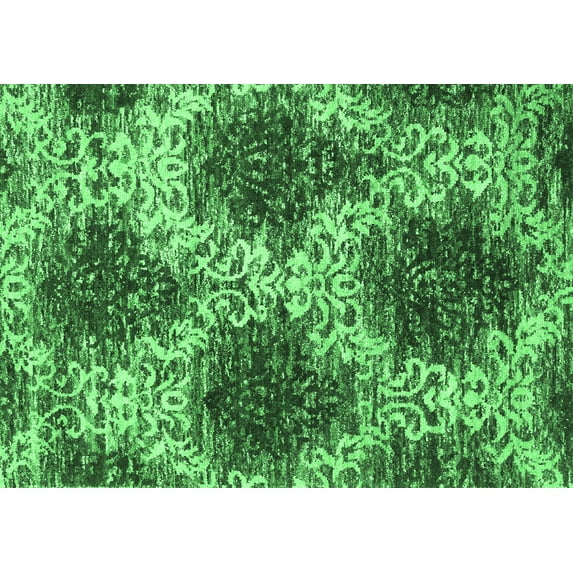 Ahgly Company Indoor Rectangle Abstract Emerald Green Contemporary Area Rugs, 2' x 3'