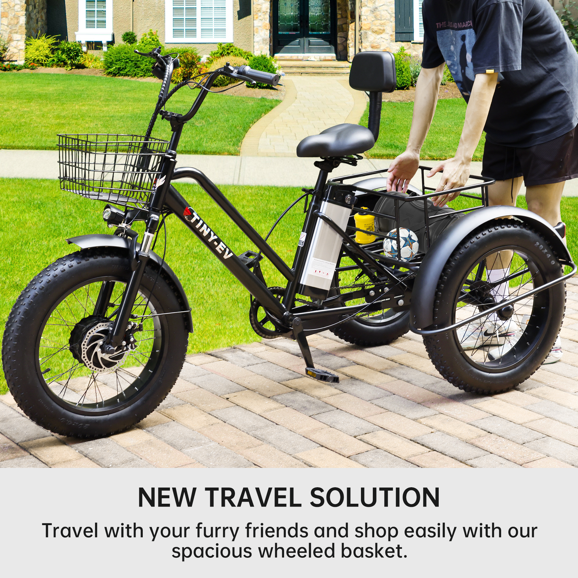 ARTUDATECH Electric Trike for Adults, 500W Motor, 3 Wheel Electric Bike with 25-mile Long Range, Dual Disc Brake, Fat Tire e trike with 48V 13Ah Battery