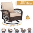 thumbnail image 5 of Tcbosik 3 Pieces Outdoor Furniture Set, 2pcs Swivel Rocking Chair with Cushion, Coffee Table with Glass Top, Wicker Patio Conversation Set for Garden, Deck, Backyard, Brown, 5 of 11