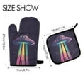 thumbnail image 2 of Yayeee Oven Mitts and Pot Holder Set of 2 Heat Resistant Kitchen Gloves Baking Hot Pad, Purple UFO, 2 of 5