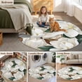 thumbnail image 5 of White Magnolia Blossom Round Area Rug 3.3Ft Washable Circle Rugs for Dining Room Table, Spring Floral Flowers Farmhouse Non-Slip Carpet Floor Mats Indoor Outdoor Carpet Runner Aesthetic Home Decor, 5 of 8