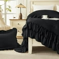 thumbnail image 6 of Black King Comforter Set(104x90Inch), 3 Pieces Ruffle Comforter Set with 2 Pillowcases, Farmhouse Shabby Chic Lightweight Fluffy Soft Microfiber All Season Bed Set, 6 of 8